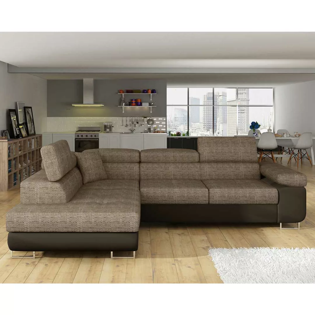 Sofa Polsterecke in Braun und Beige günstig online kaufen