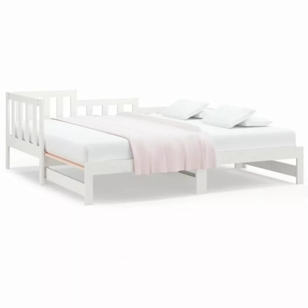 vidaXL Bettgestell Tagesbett Gästebett Ausziehbar Weiß 2x90x190 cm Massivho günstig online kaufen
