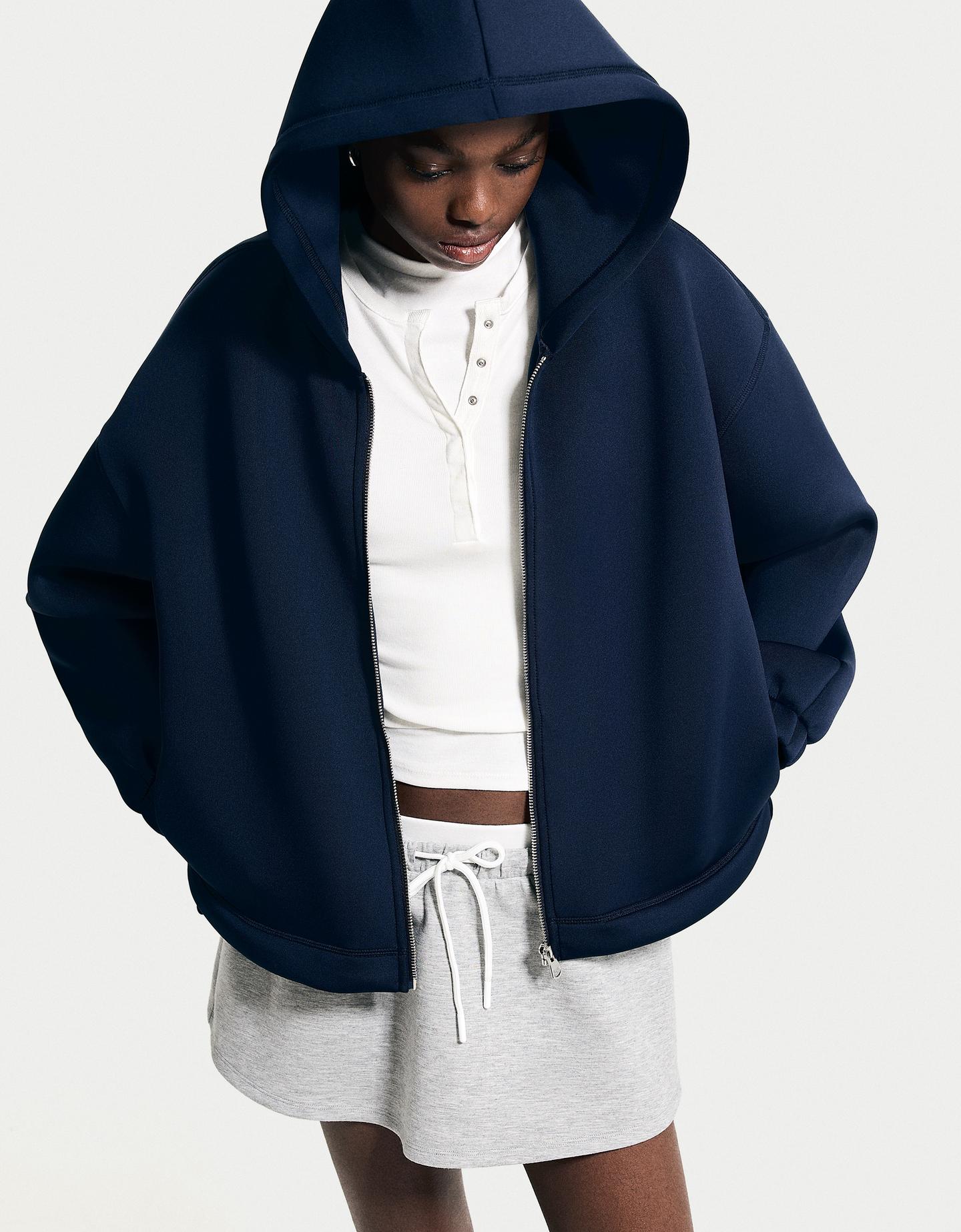 Bershka Oversize-Hoodie Mit Reißverschluss Damen S-M Marinenblau günstig online kaufen