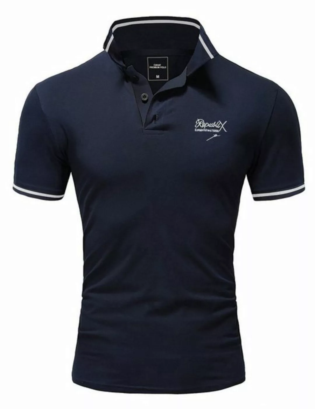 REPUBLIX Poloshirt GABRIEL Herren Basic Kurzarm Kontrast Polo Hemd günstig online kaufen