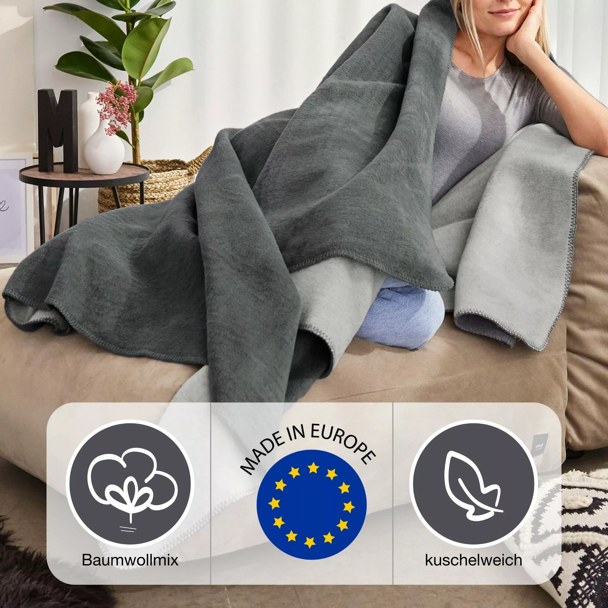 IBENA Wohndecke »Wohndecke Doubleface Dublin«, in trendigen Farben günstig online kaufen