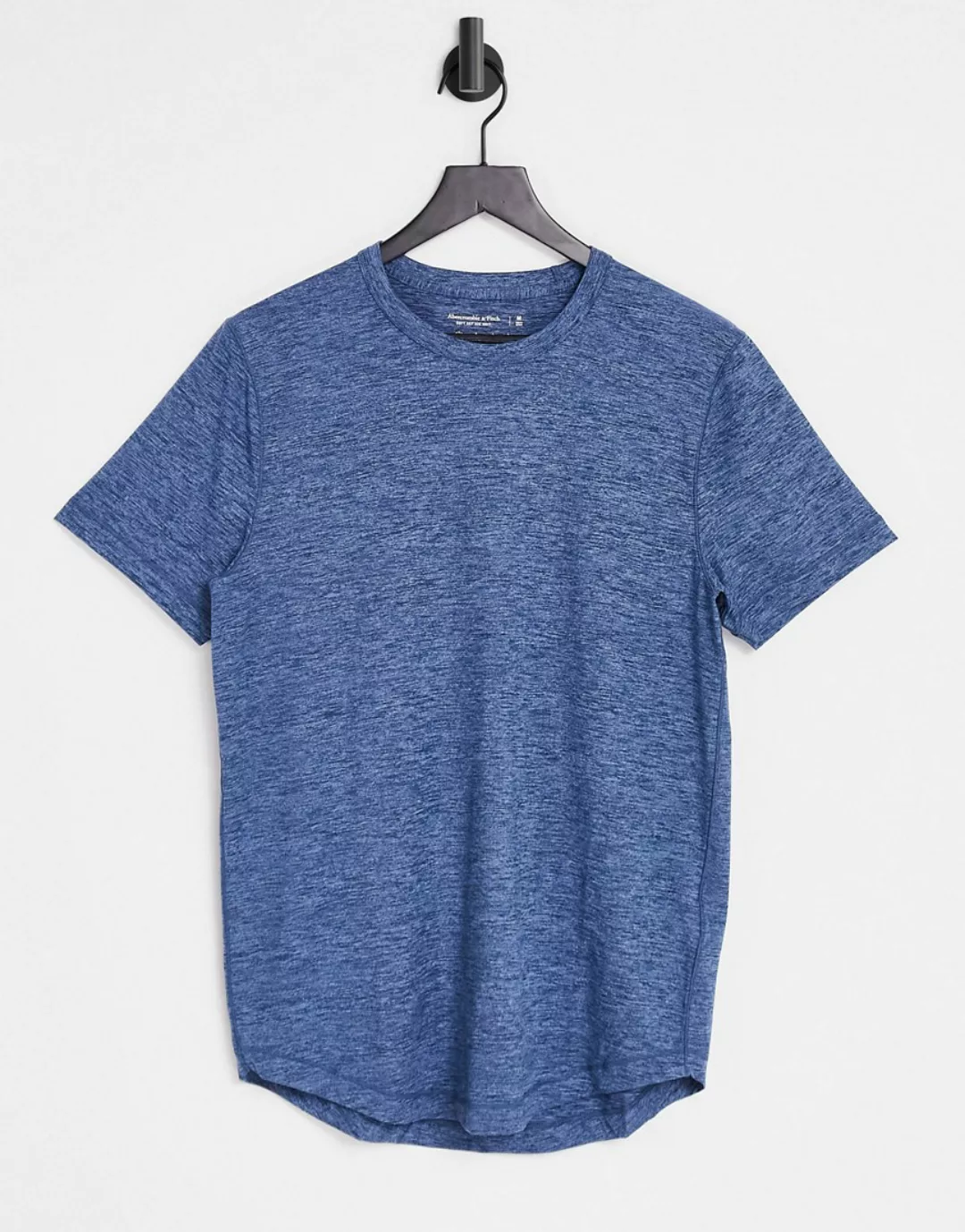 Abercrombie & Fitch – T-Shirt in Dunkelblau meliert mit abgerundetem Saum u günstig online kaufen