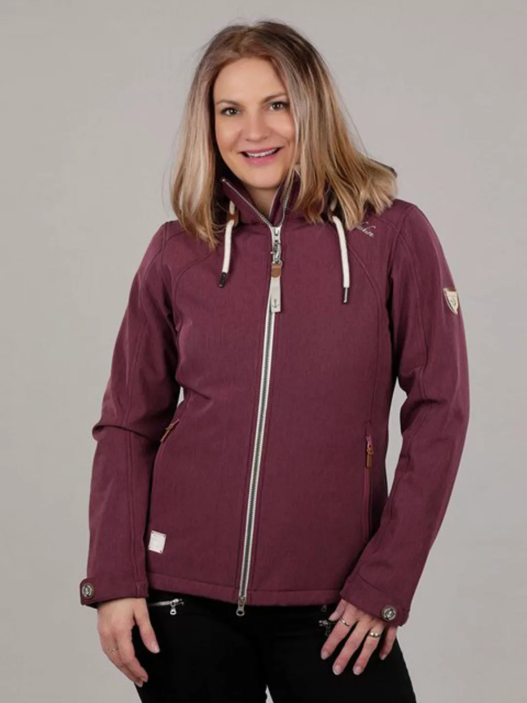 Dry Fashion Softshelljacke Damen Jacke Damp meliert mit Kapuze - atmungsakt günstig online kaufen