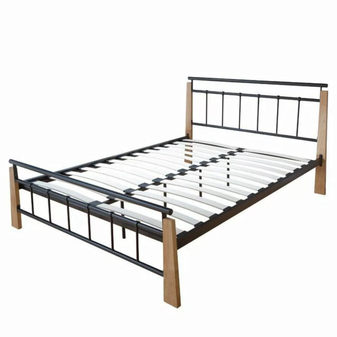 Homestyle4u Metallbett Bettgestell Doppelbett Bettrahmen + Lattenrost schwa günstig online kaufen