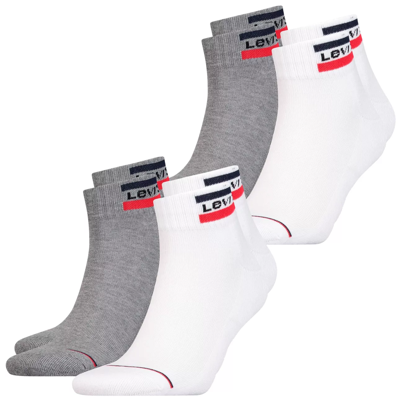 Levis Unisex Quarter Sportsocken Mid Cut Sportswear Logo 4er 6er 8er Multip günstig online kaufen