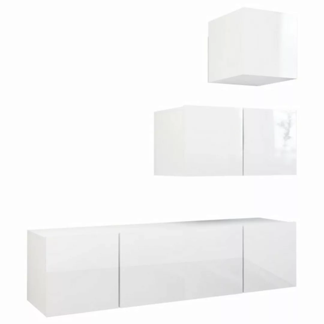 vidaXL TV-Schrank 4-tlg TV-Schrank-Set Hochglanz-Weiß Spanplatte TV-Konsole günstig online kaufen