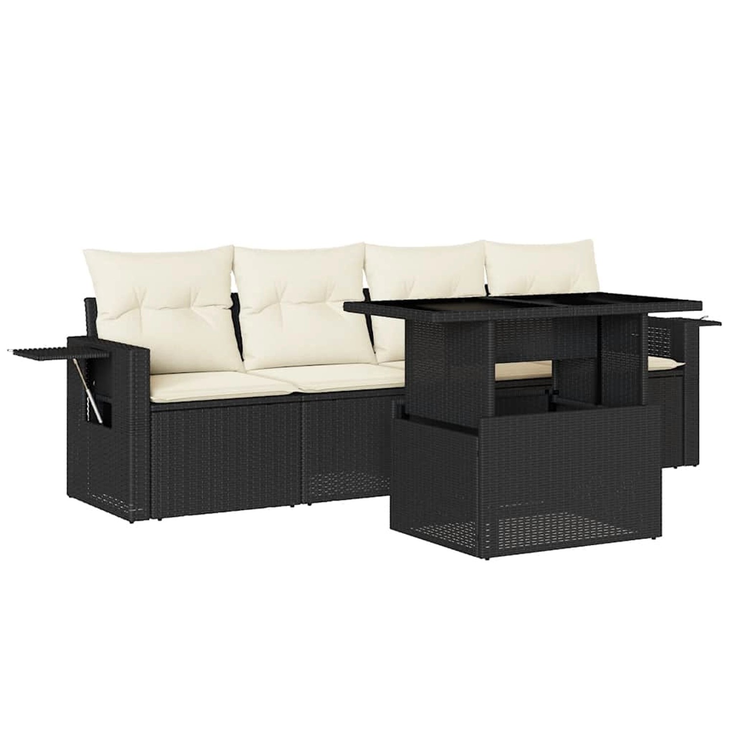 vidaXL 5-Tlg Garten-Sofagarnitur mit Kissen Schwarz Poly Rattan 3267726 günstig online kaufen