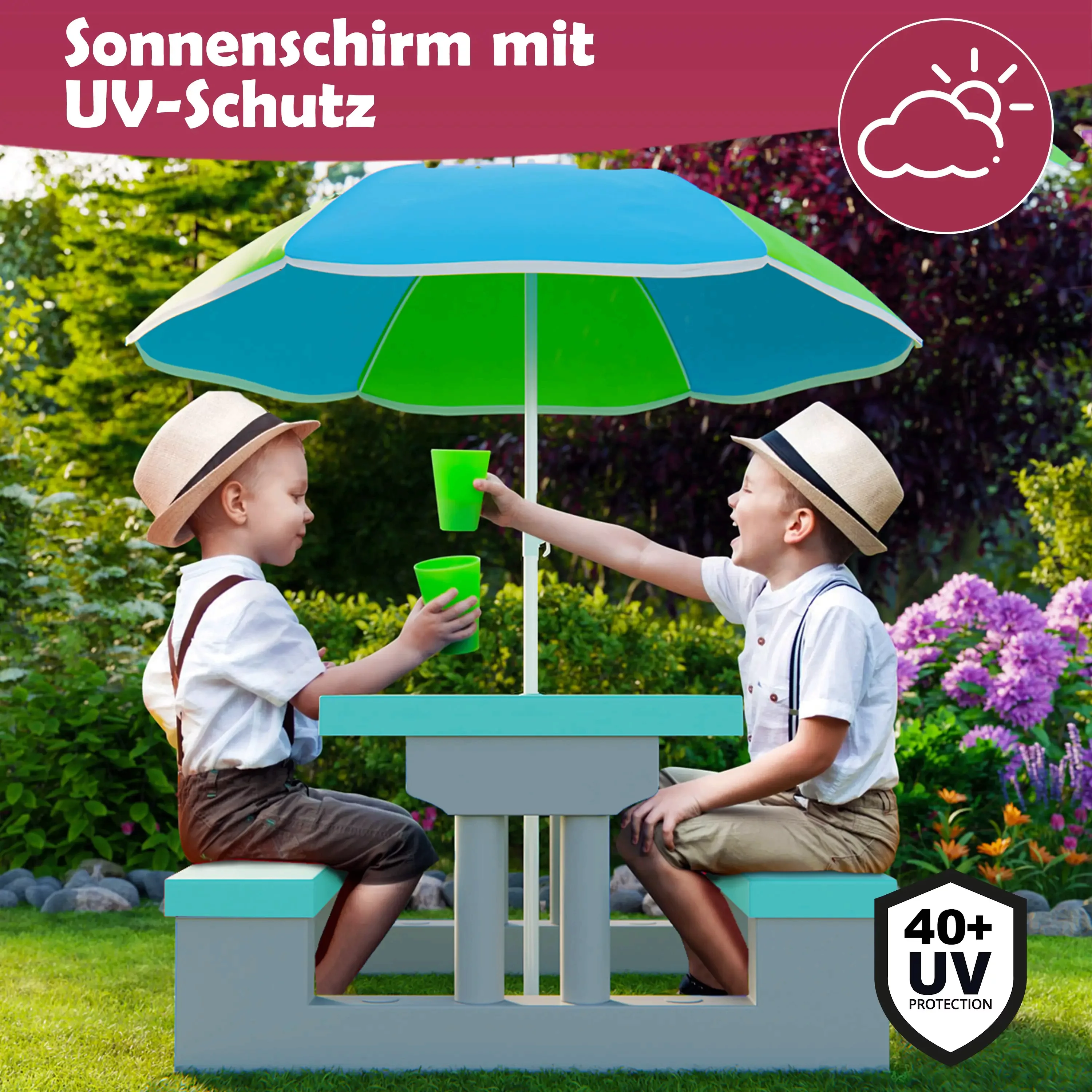 Kindersitzgruppe Mint mit Sonnenschirm günstig online kaufen