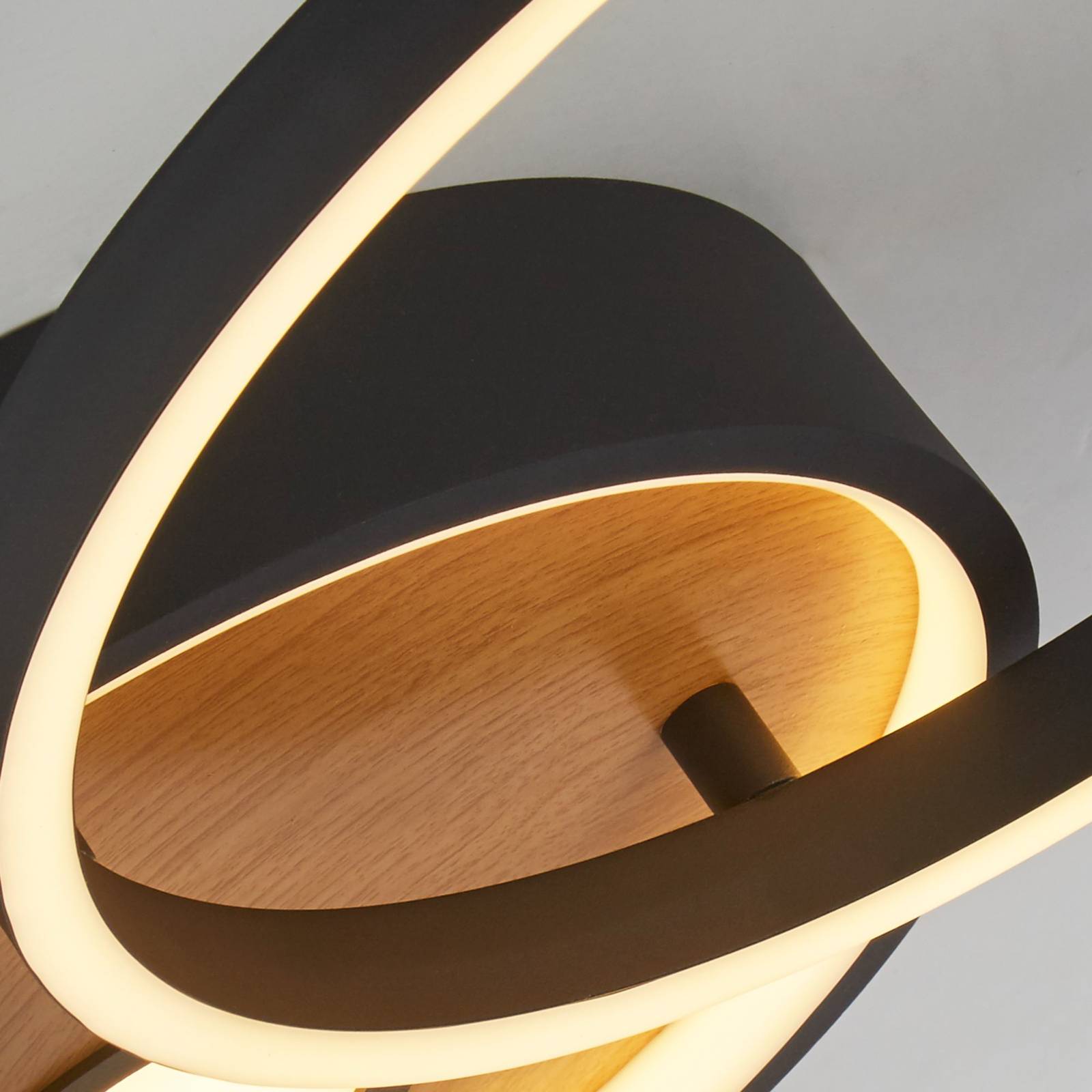 LED-Deckenleuchte Curio Flush, Holzoptik günstig online kaufen