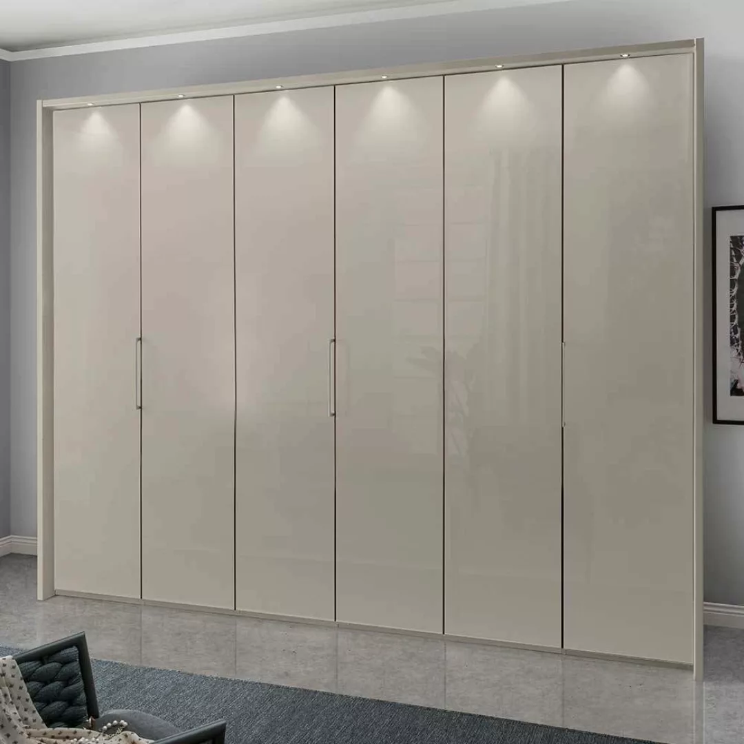 Schlafzimmerkleiderschrank Glasfront in Beige Made in Germany günstig online kaufen