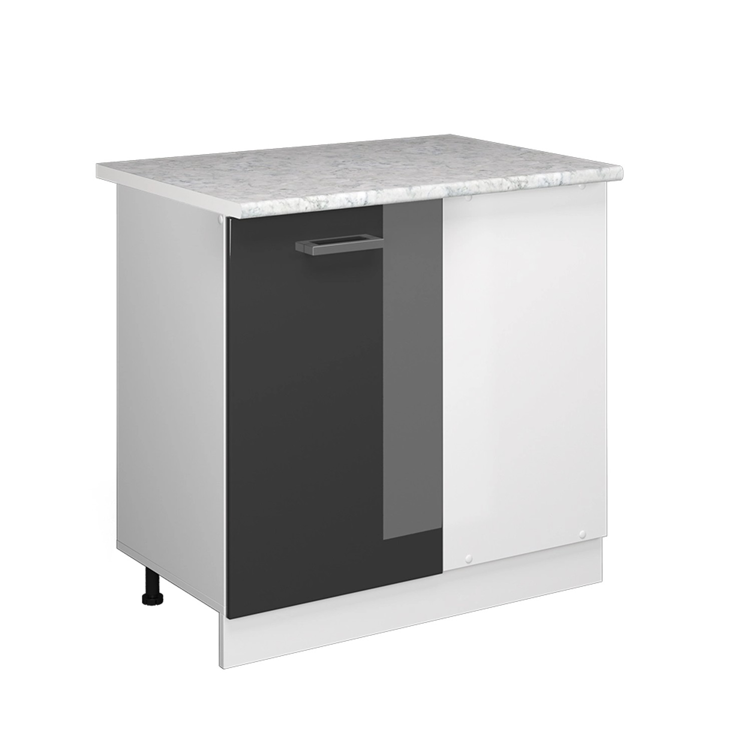 Vicco Eckunterschrank R-Line Anthrazit Hochglanz/Weiß 86 cm AP Marmor günstig online kaufen