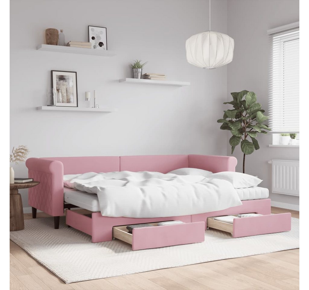 vidaXL Gästebett Gästebett Tagesbett Ausziehbar mit Schubladen Rosa 80x200 günstig online kaufen