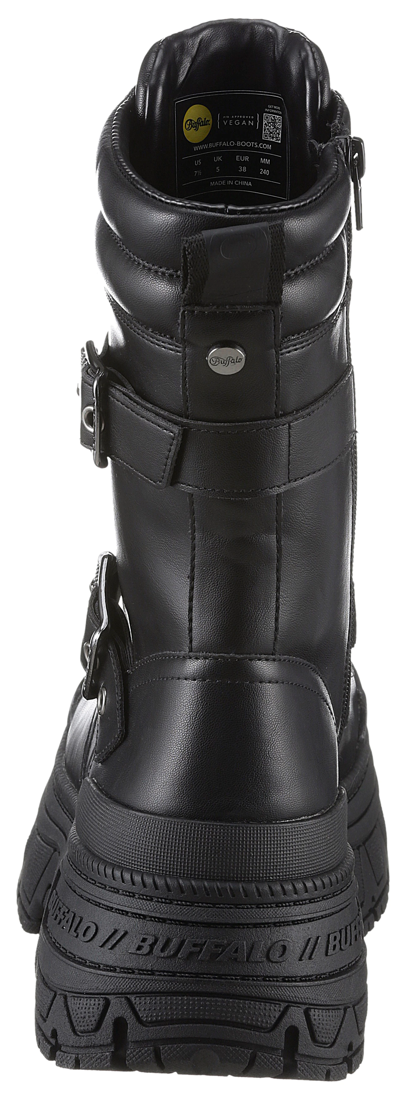 Buffalo Bikerboots "FUSION LACE UP BIKER", Schnürboots, Stiefelette, mit ch günstig online kaufen