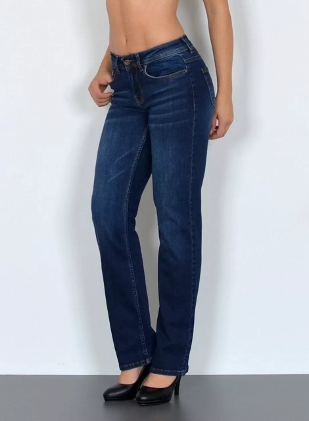 ESRA Straight-Jeans High Waist Straight Fit Jeans Damen Gerader Schnitt bis günstig online kaufen