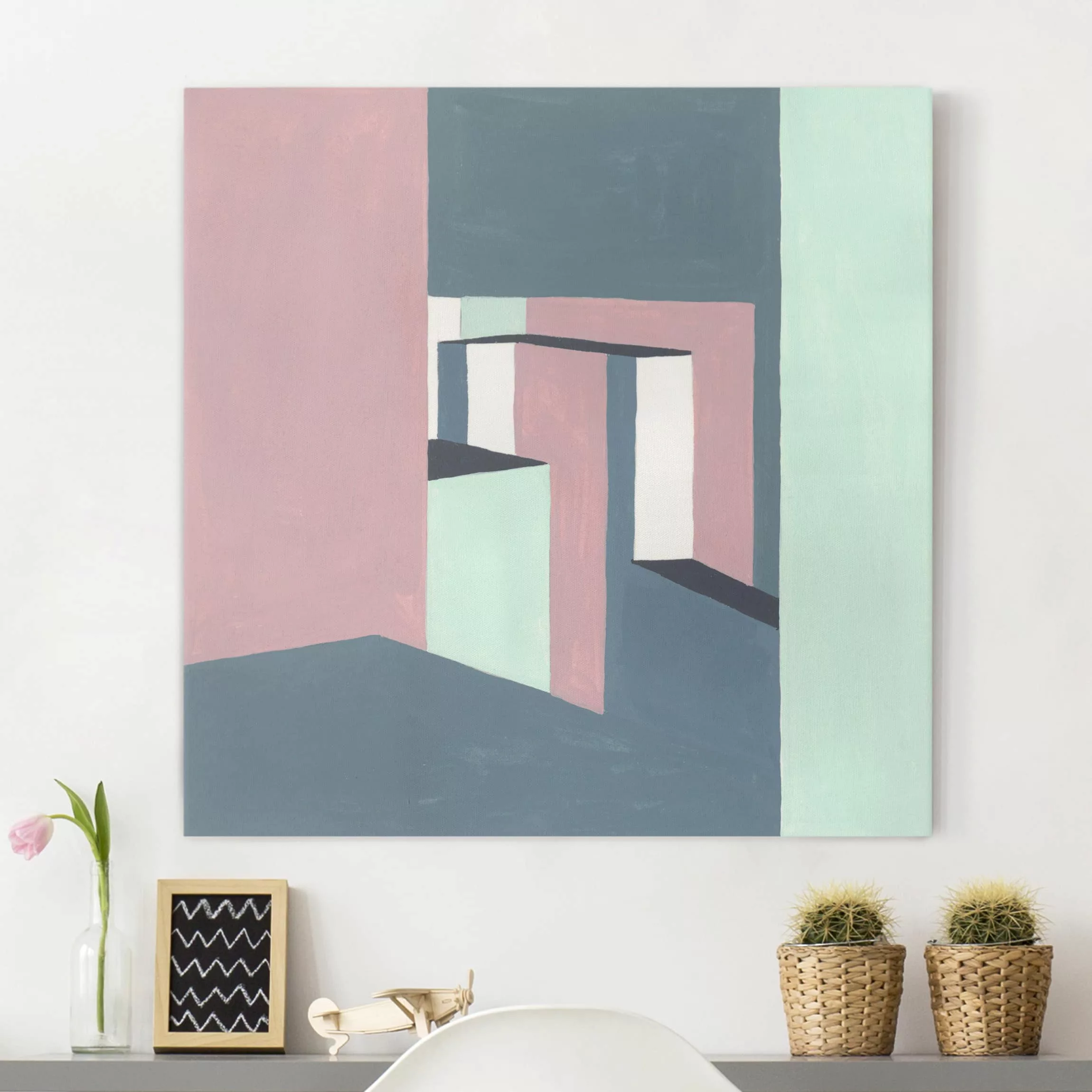 Leinwandbild Abstrakt - Quadrat Schatten der Wände III günstig online kaufen