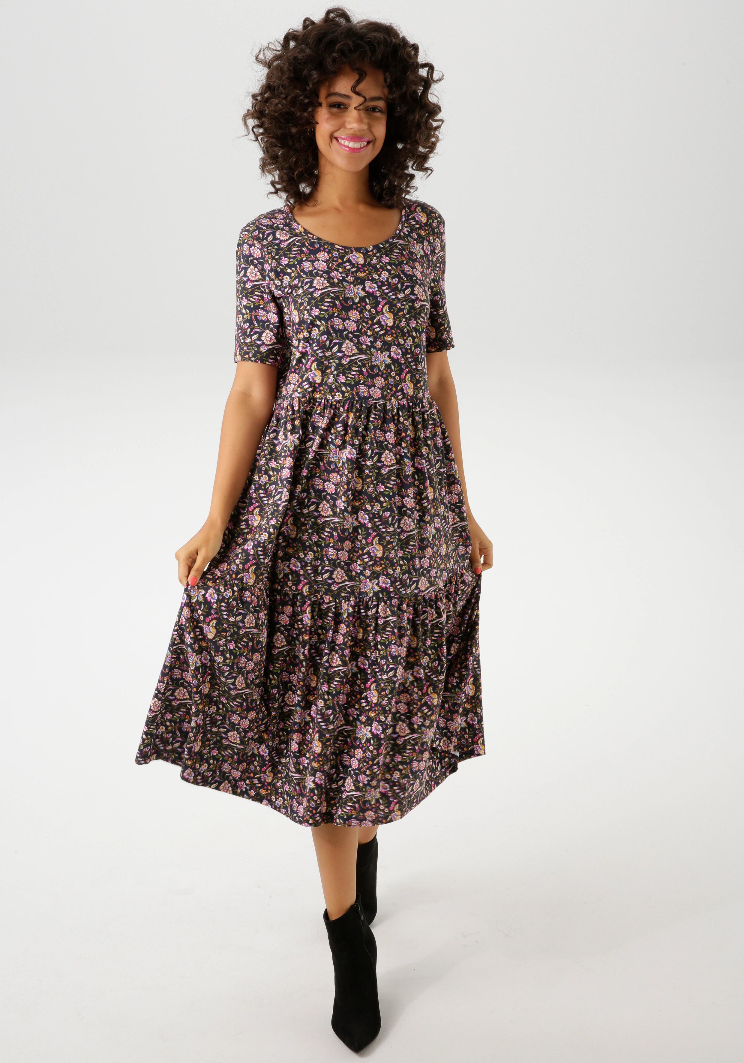 Aniston CASUAL Sommerkleid, mit farbenfrohen Blumendruck günstig online kaufen