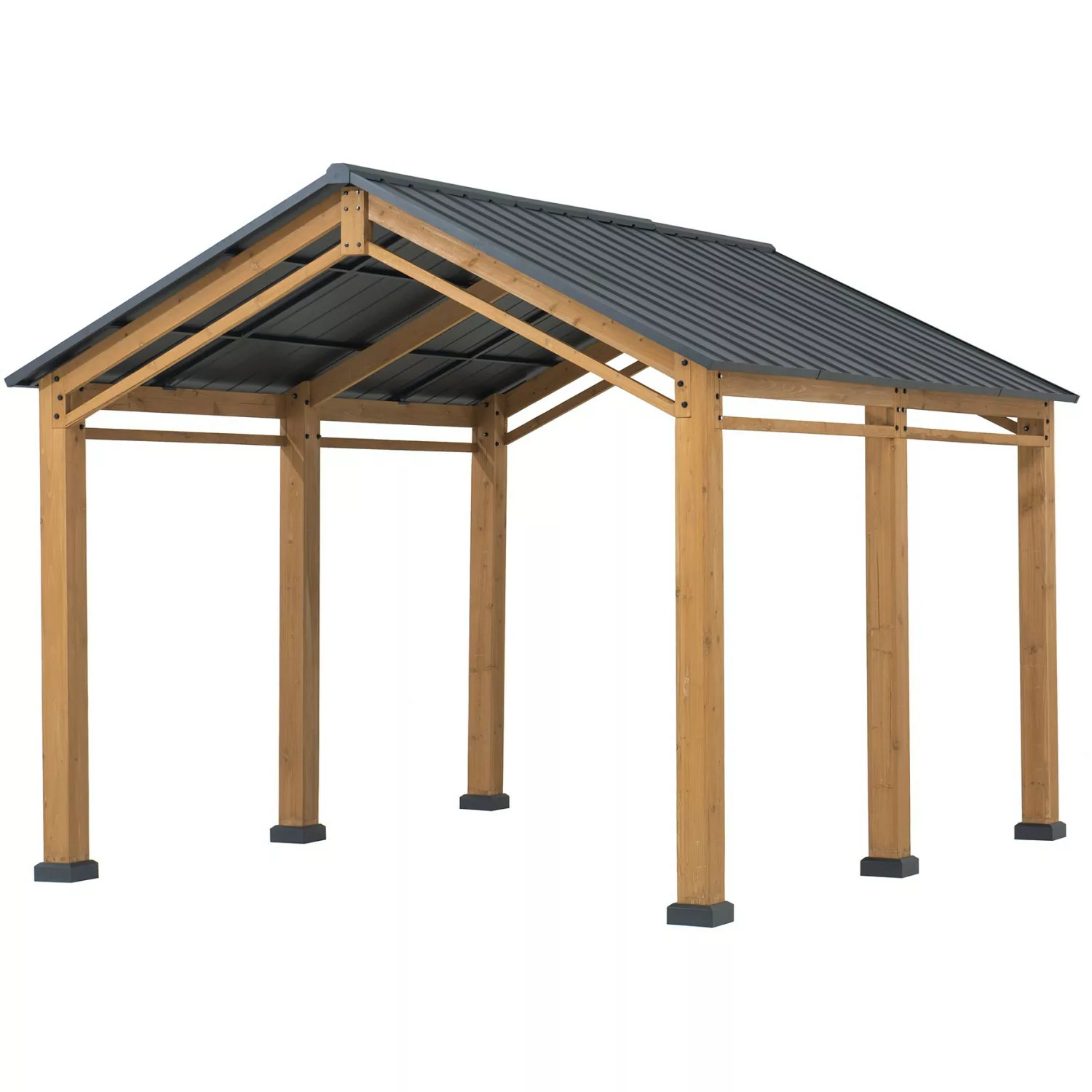 Sunjoy Carport Korab Zedernholz 400 cm x 335 cm Anthrazit günstig online kaufen