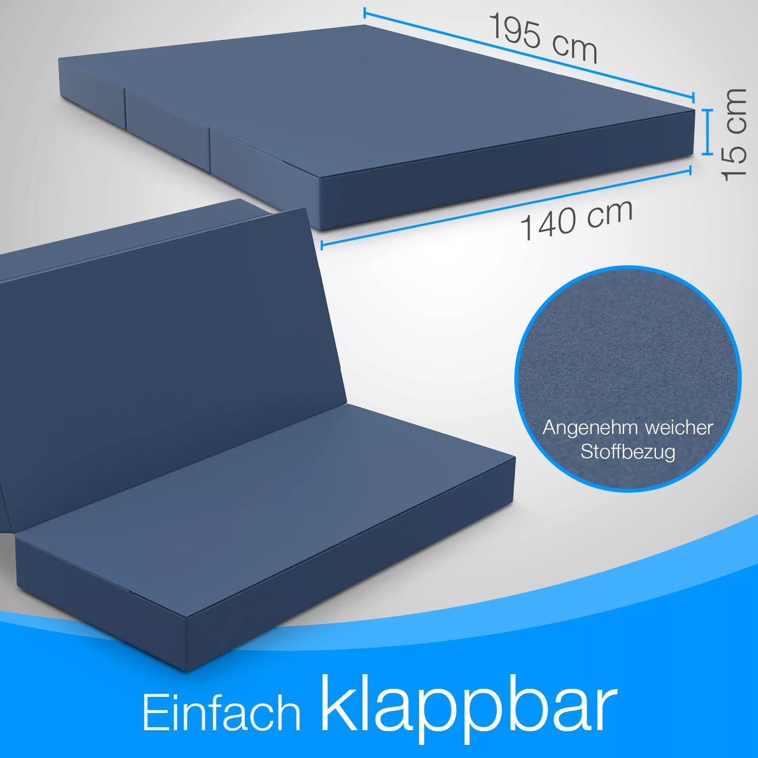 Bestschlaf Klappmatratze Gästematratze, 140x195x15 cm, blau günstig online kaufen