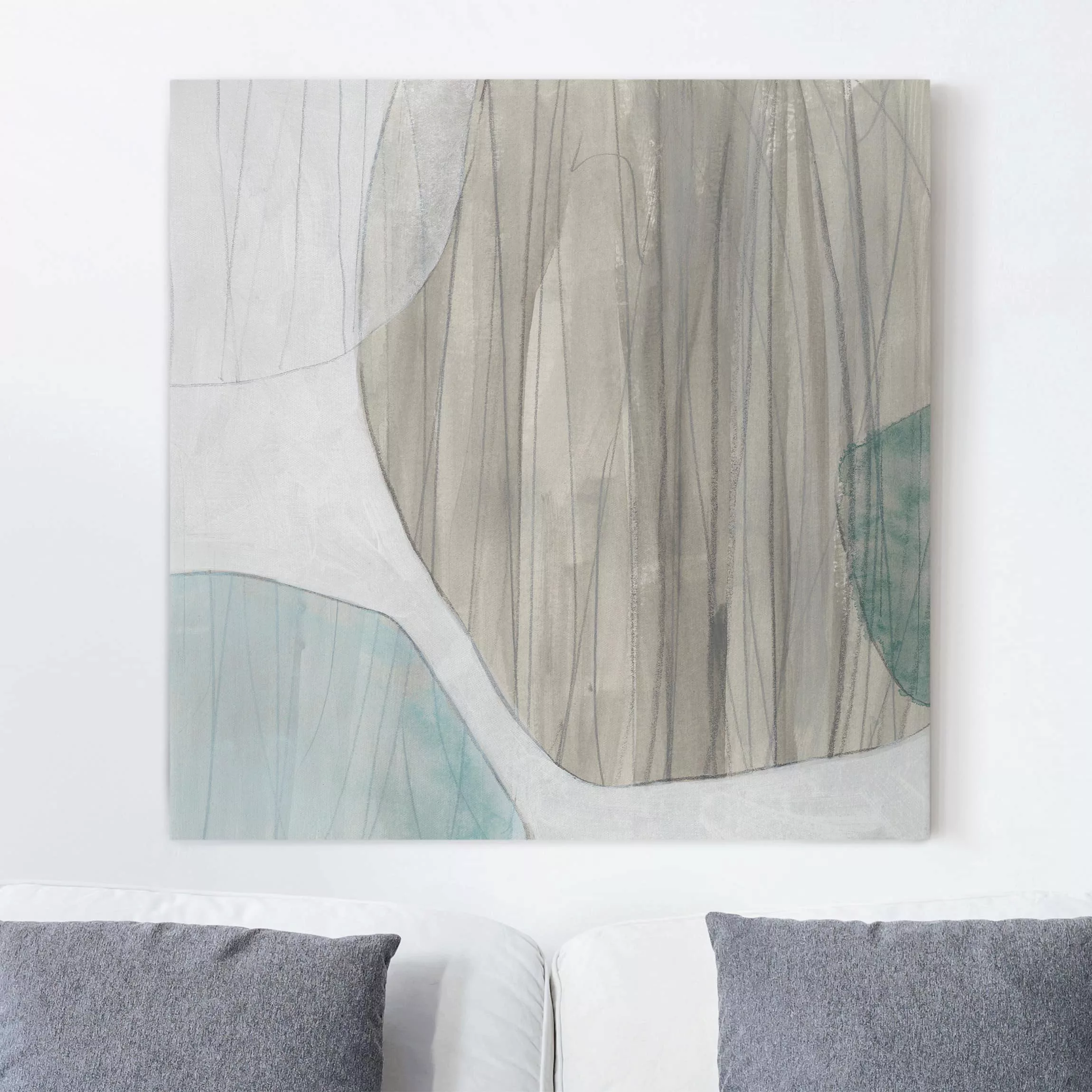 Leinwandbild Abstrakt - Quadrat Jadesteine IV günstig online kaufen