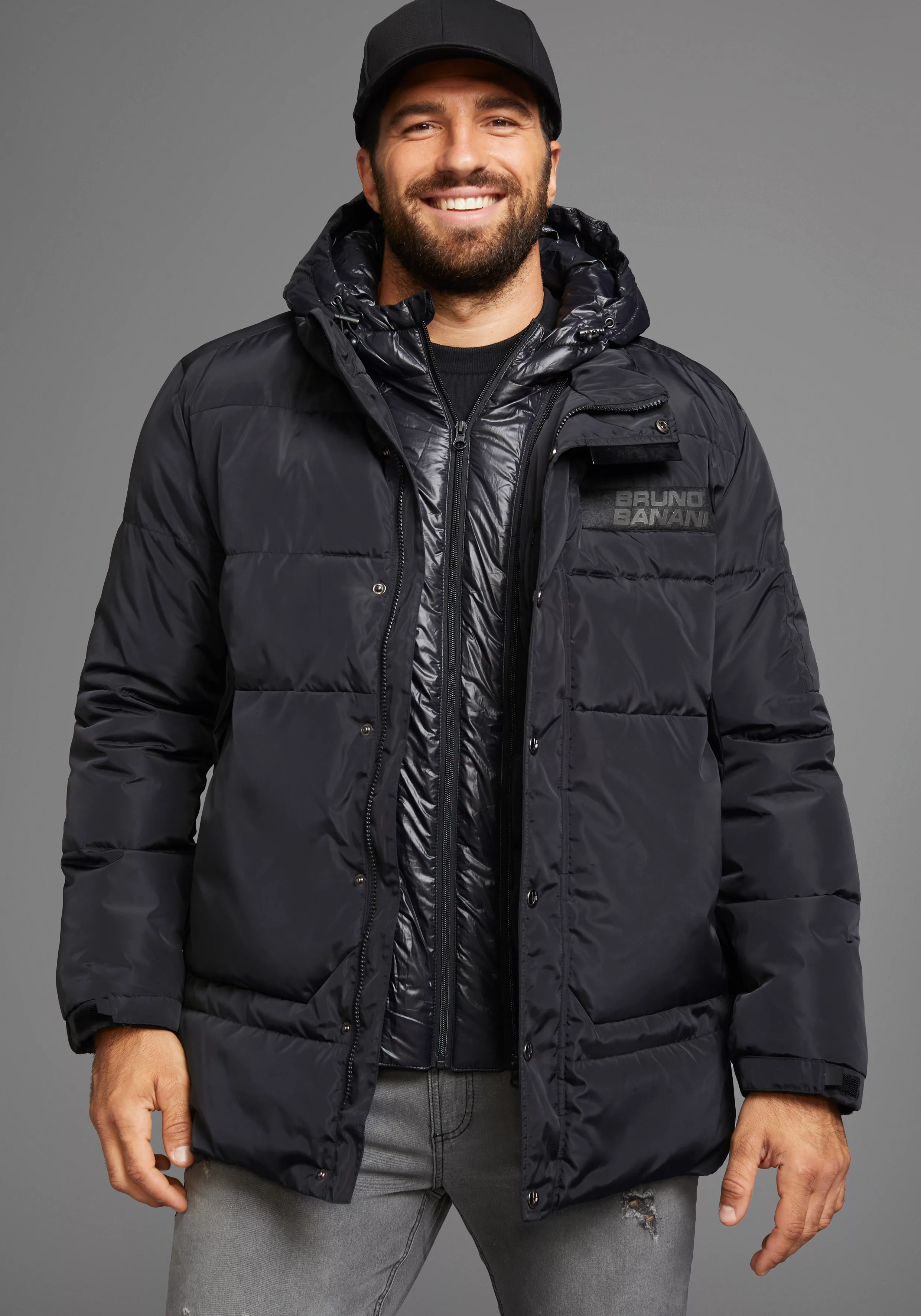 Bruno Banani Winterjacke, mit Kapuze, wärmendes Material  hochschließender günstig online kaufen