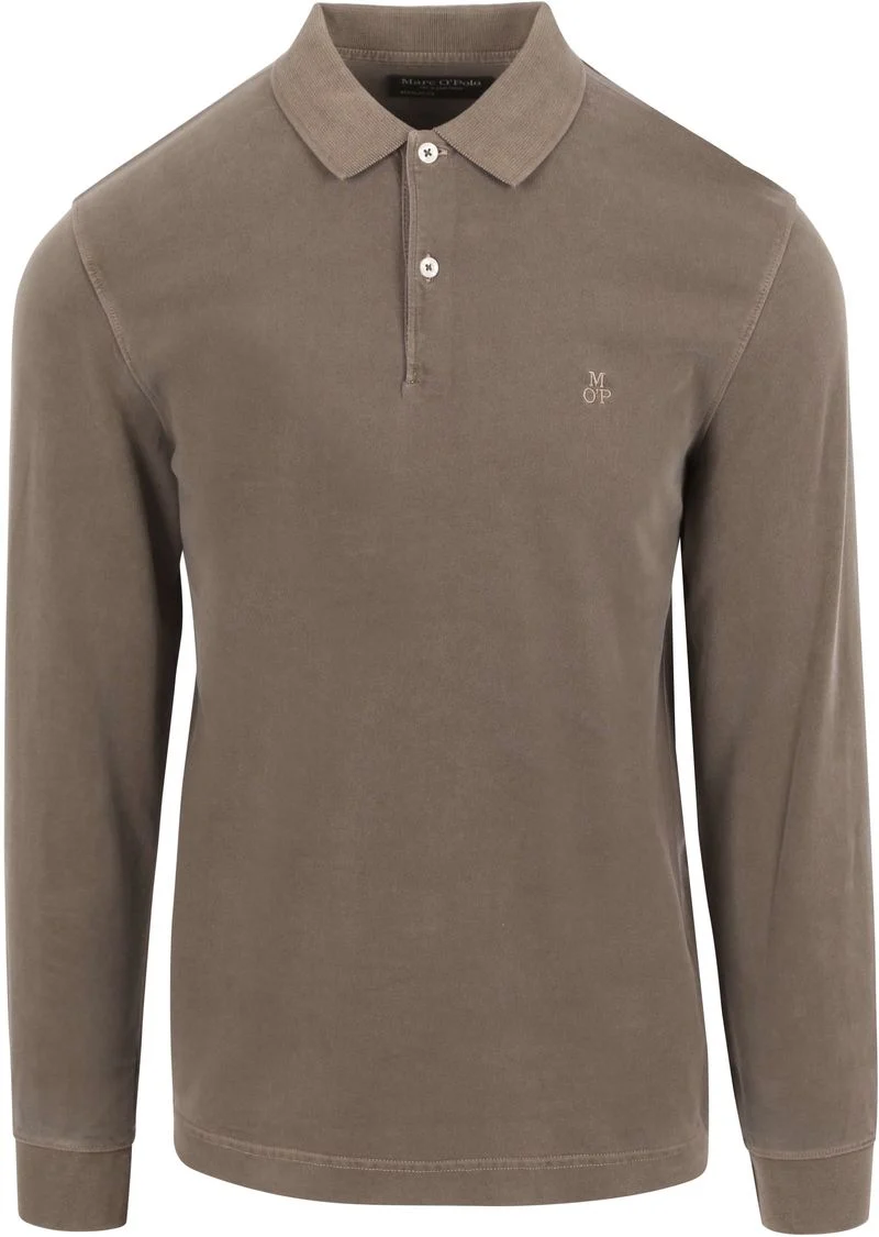 Marc O'Polo Longsleeve Poloshirt Terry Cloth Taupe - Größe XL günstig online kaufen