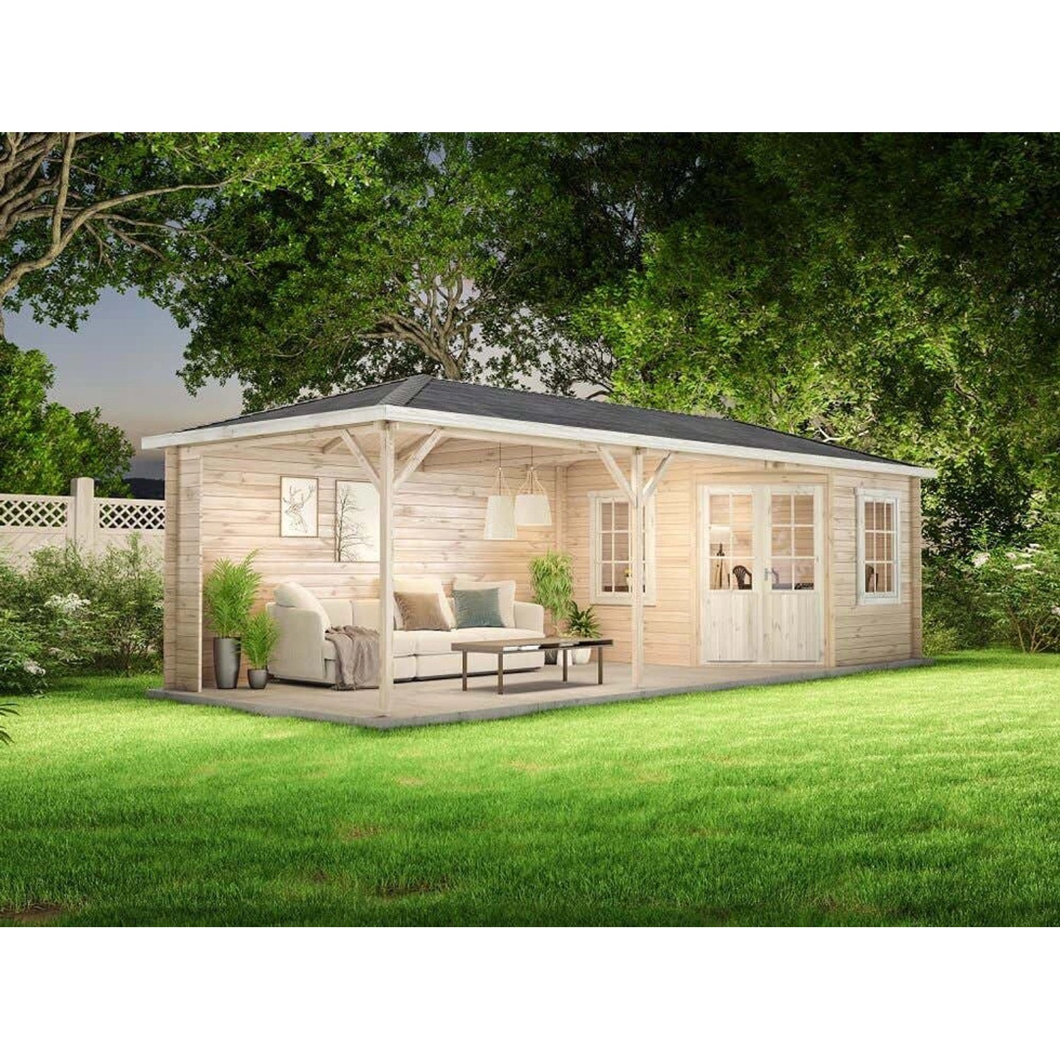 Finntherm Gartensauna Mississippi-40 Naturbelassen 830 x 325 cm Wandstärke günstig online kaufen