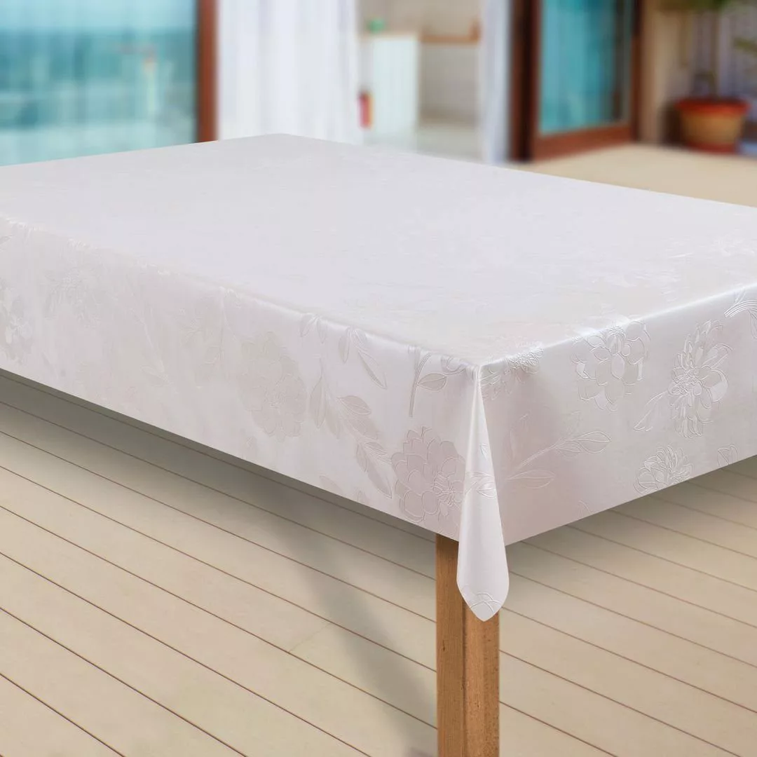 laro Tischdecke Wachstuch-Tischdecken Abwaschbar Dhalia Creme günstig online kaufen