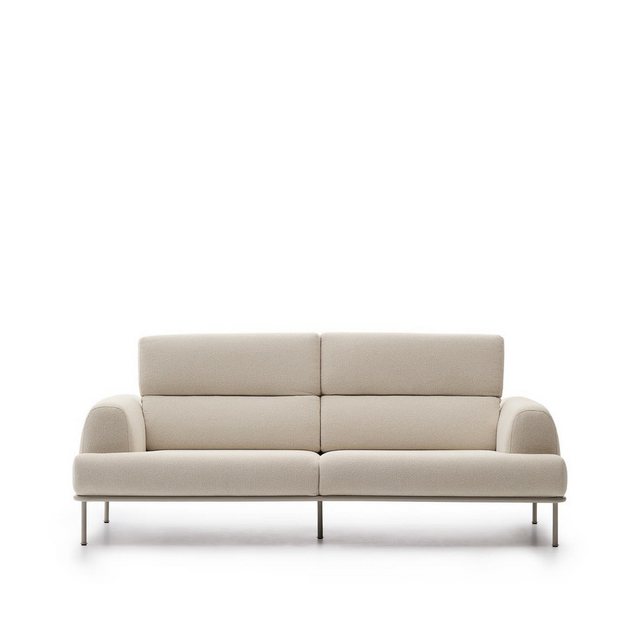 Natur24 Sofa Aurum 3-Sitzer-Sofa 108 x 234 x 76 cm Chenille Metall Ecru Gra günstig online kaufen