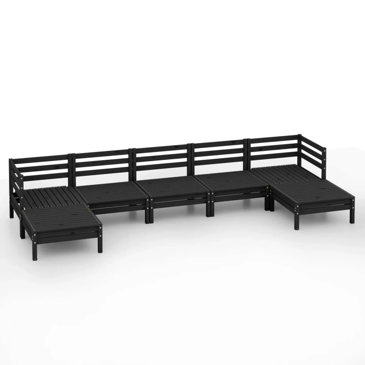 7-tlg. Garten-lounge-set Schwarz Massivholz Kiefer günstig online kaufen