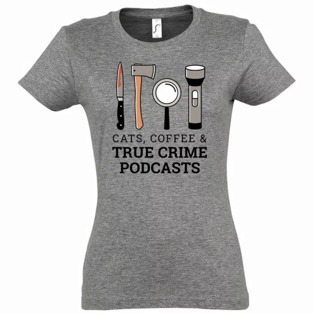 Youth Designz T-Shirt CATS COFFEE & TRUE CRIME PODCASTS Damen Shirt Mit mod günstig online kaufen