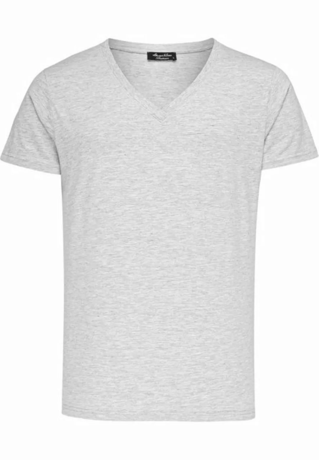 Amaci&Sons T-Shirt EUGENE Basic T-Shirt mit V-Ausschnitt Herren Einfarbig V günstig online kaufen