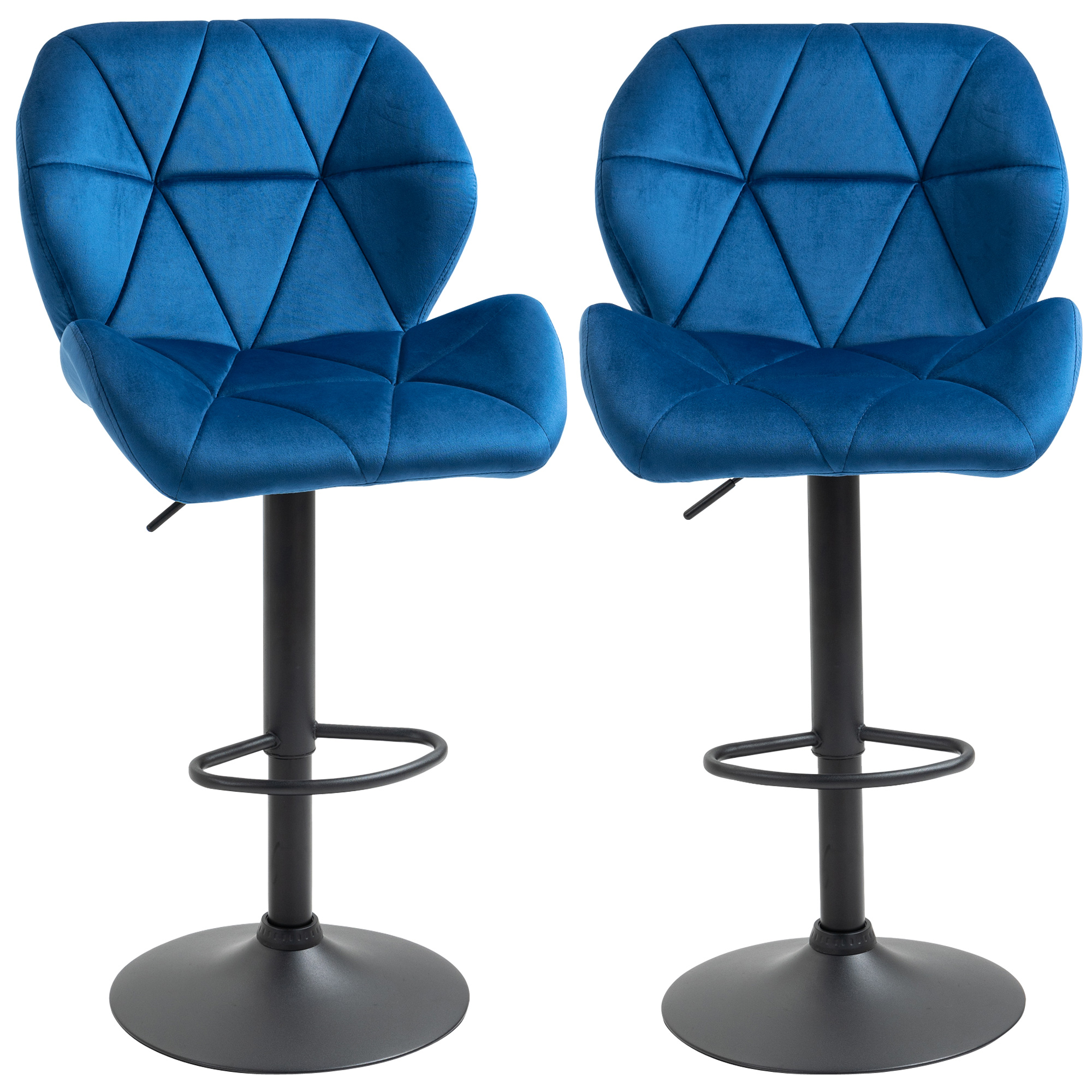 HOMCOM Set 2 Barhocker mit Höhenverstellbarer Drehfunktion, Samtbezug und R günstig online kaufen