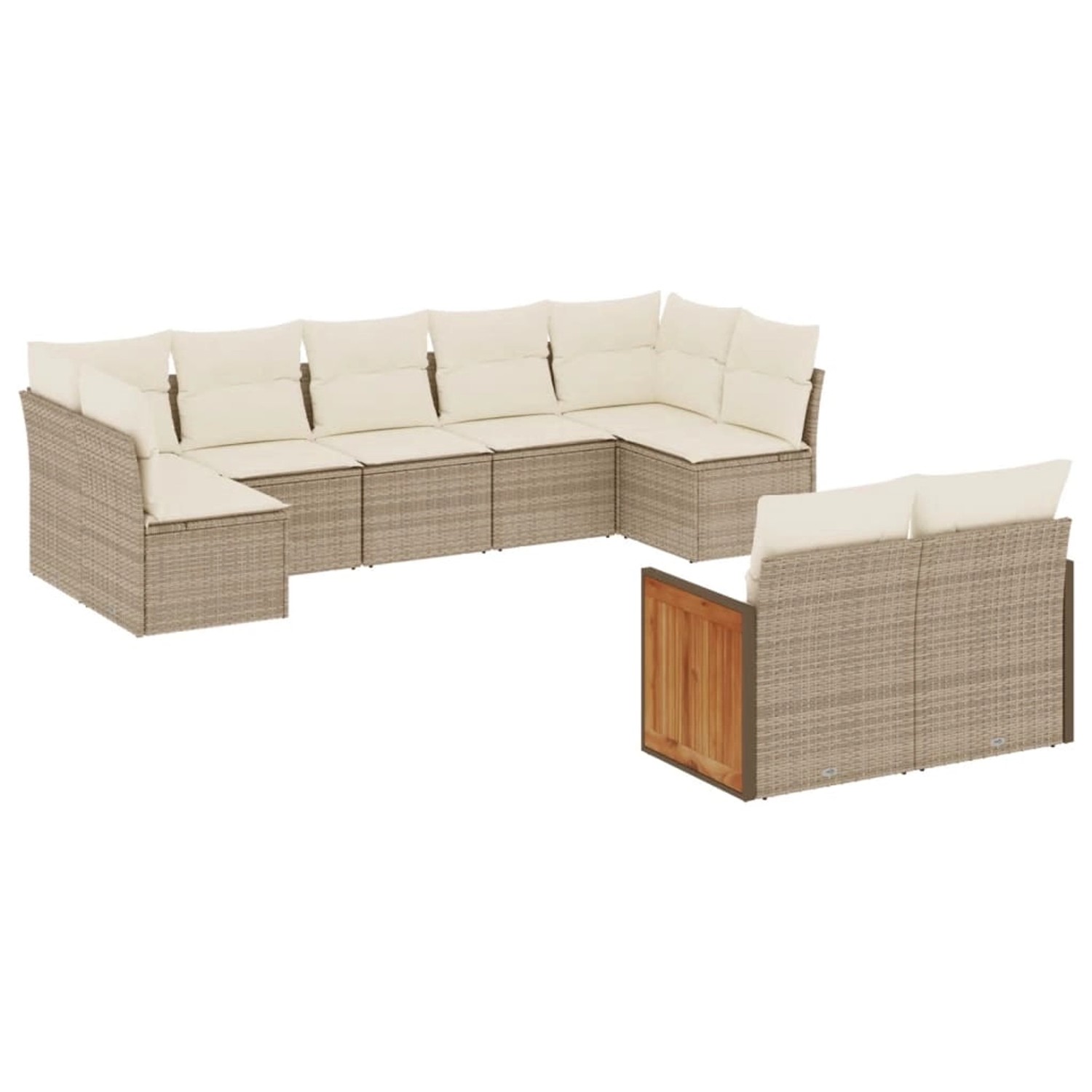 vidaXL 9-Tlg Garten-Sofagarnitur mit Kissen Beige Poly Rattan 3260371 günstig online kaufen
