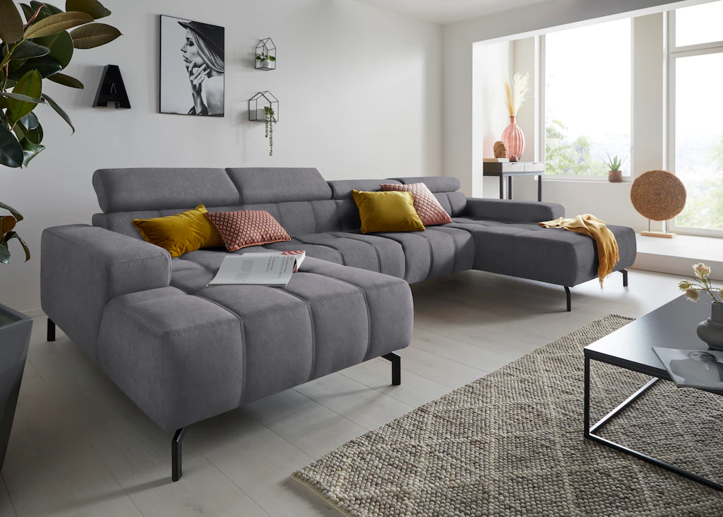 DOMO collection Wohnlandschaft "Cunelli tolle Sitznähte als Designelement, günstig online kaufen