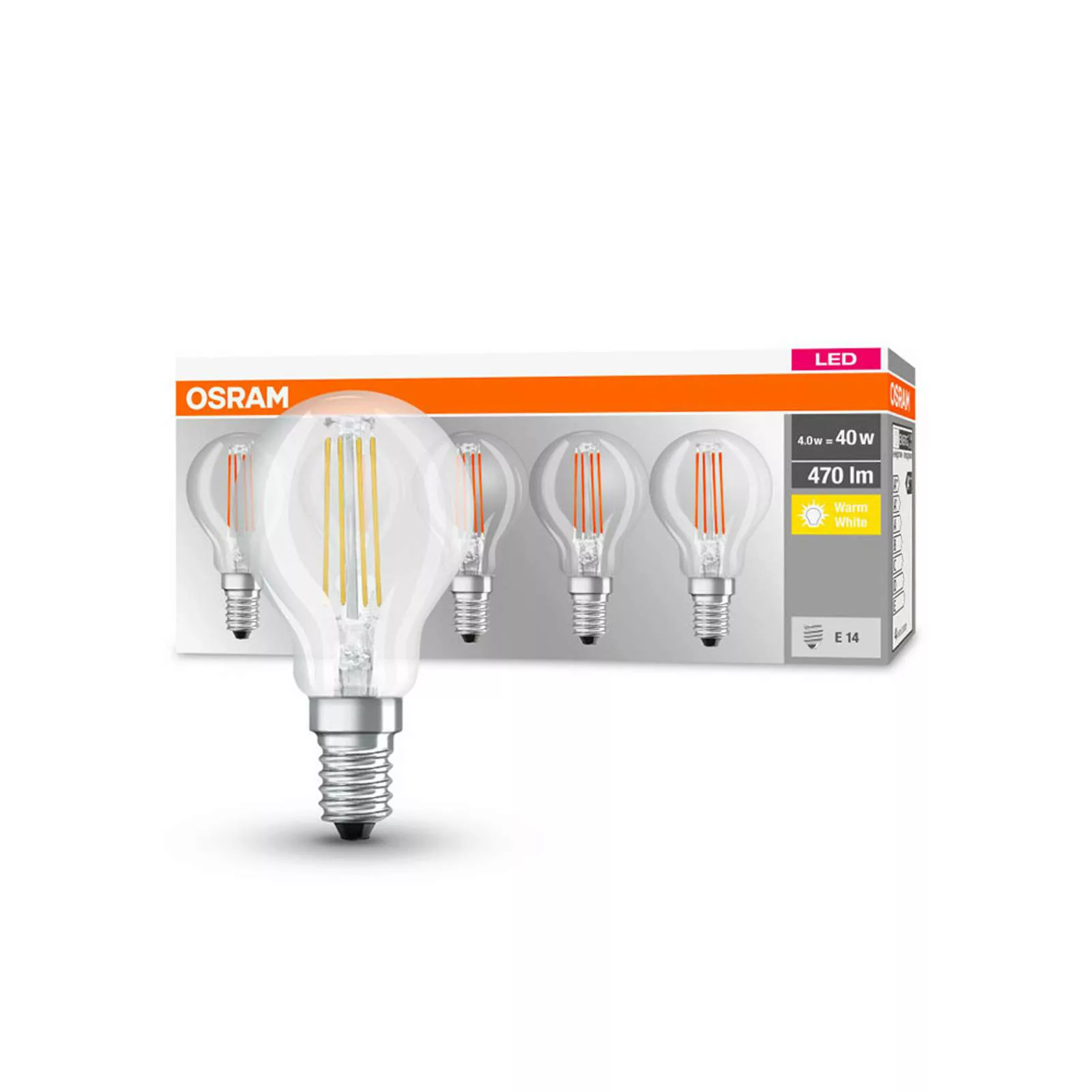 OSRAM LED-Lampe E14 P40 4W Filament 827 470lm 5er günstig online kaufen