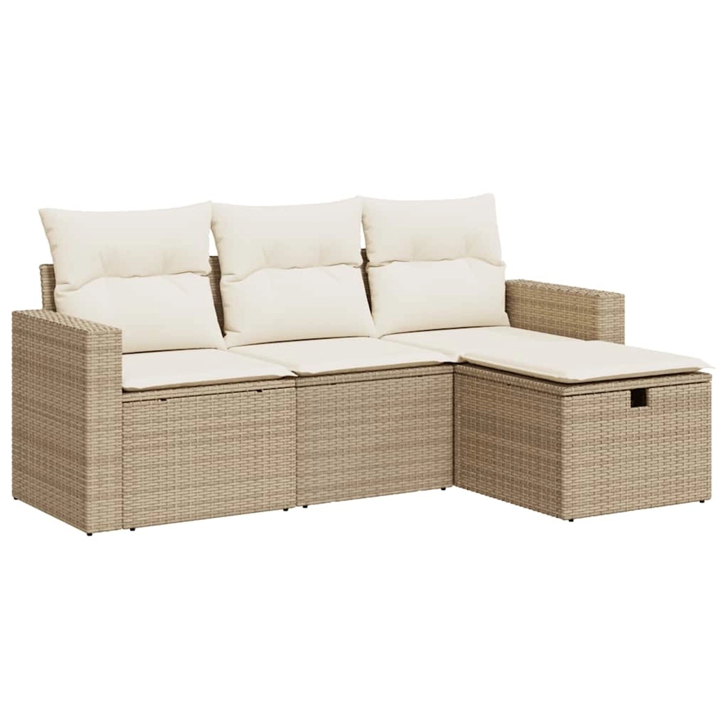 vidaXL 4-Tlg Garten-Sofagarnitur mit Kissen Beige Poly Rattan 3325354 günstig online kaufen