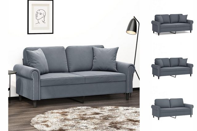 vidaXL Sofa 2-Sitzer-Sofa mit Zierkissen Dunkelgrau 140 cm Samt günstig online kaufen