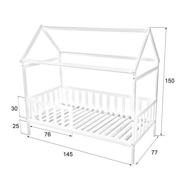 Babyhafen Hausbett 70x140 cm Babybett weiss Gitterbett Kinderbett Spielbett günstig online kaufen