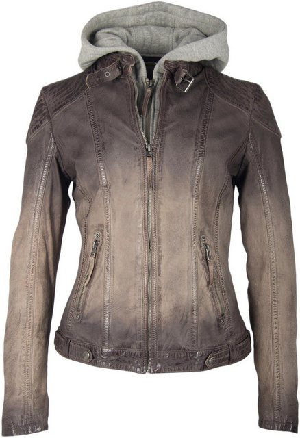 Gipsy Lederjacke aus Lammleder im Biker-Look mit abnehmbarer Kapuze günstig online kaufen