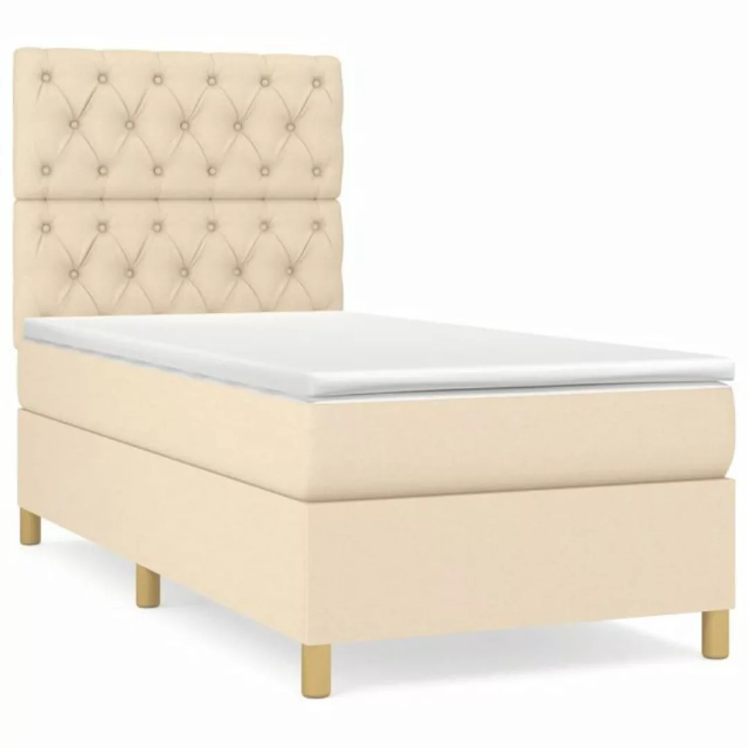 vidaXL Boxspringbett Boxspringbett mit Matratze Creme 80x200 cm Stoff Bett günstig online kaufen