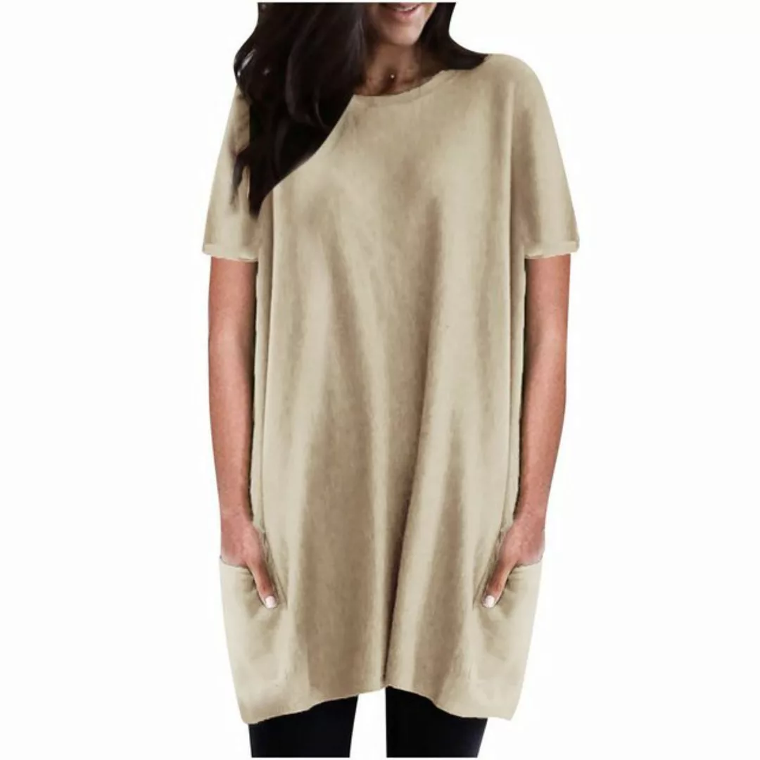 ZWY 2-in-1-Langarmshirt Übergroßes Hemd für Damen,Damen-T-Shirt, einfarbige günstig online kaufen