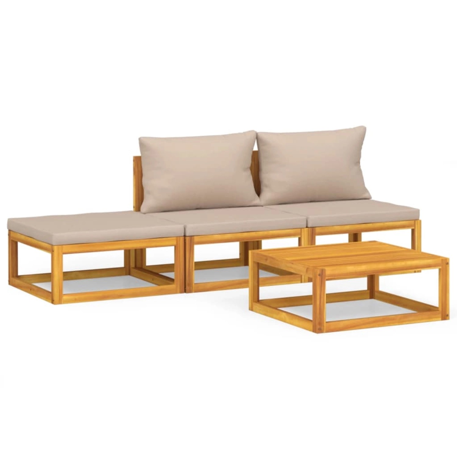 Vidaxl 4-tlg. Garten-lounge-set Mit Taupe Kissen Massivholz günstig online kaufen