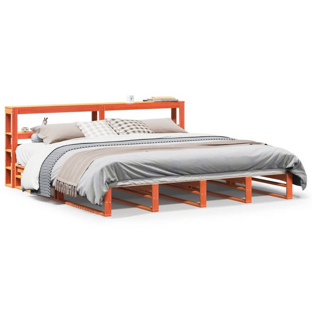 vidaXL Bett, Massivholzbett ohne Matratze Wachsbraun 200x200 Kiefernholz günstig online kaufen