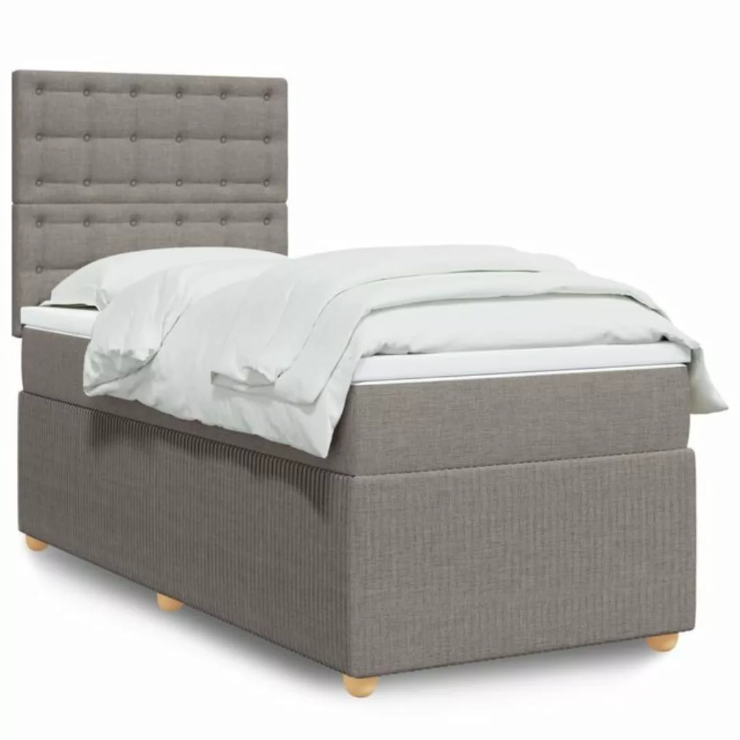 vidaXL Boxspringbett, Boxspringbett mit Matratze Taupe 90x200 cm Stoff günstig online kaufen