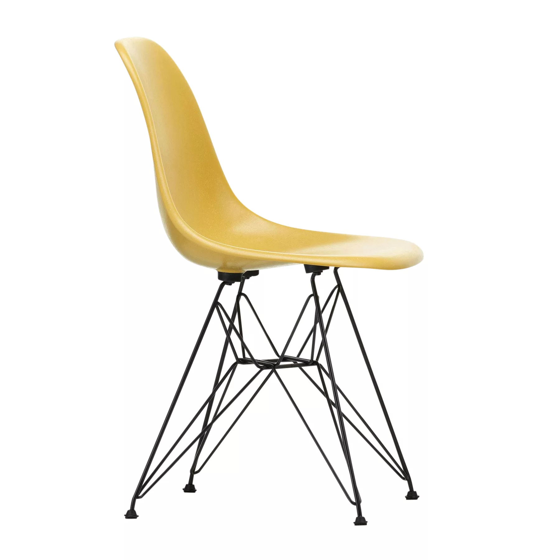 Vitra - Eames Fiberglass Side Chair DSR Gestell schwarz - ocker hell/Sitzsc günstig online kaufen