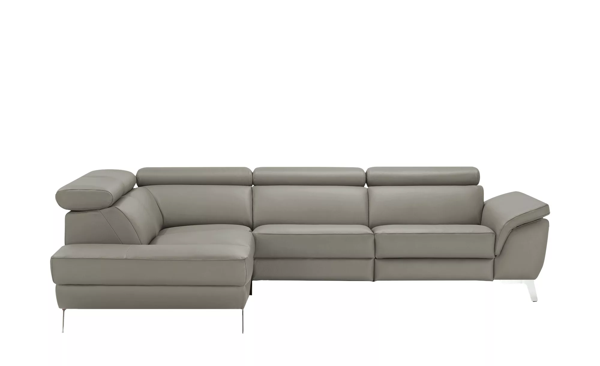 uno Leder Ecksofa  Dallas - grau - 74 cm - Polstermöbel > Sofas > Ecksofas günstig online kaufen