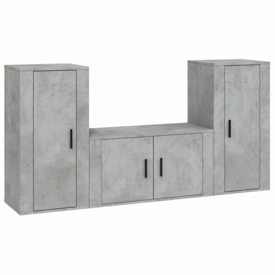 vidaXL TV-Schrank 3-tlg. TV-Schrank-Set Betongrau Holzwerkstoff (3-St) günstig online kaufen