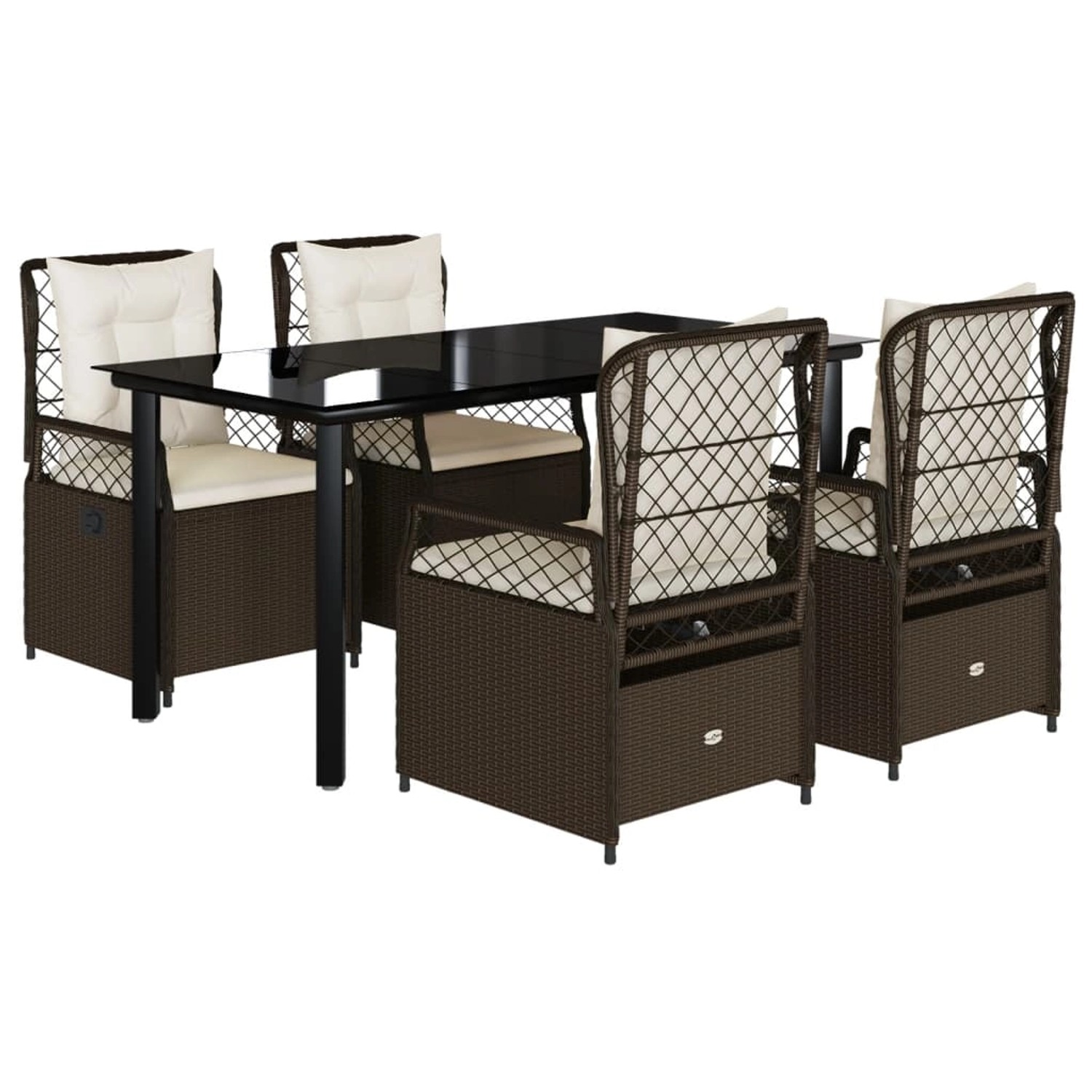 vidaXL 5-Tlg Garten-Essgruppe mit Kissen Braun Poly Rattan 3262981 günstig online kaufen