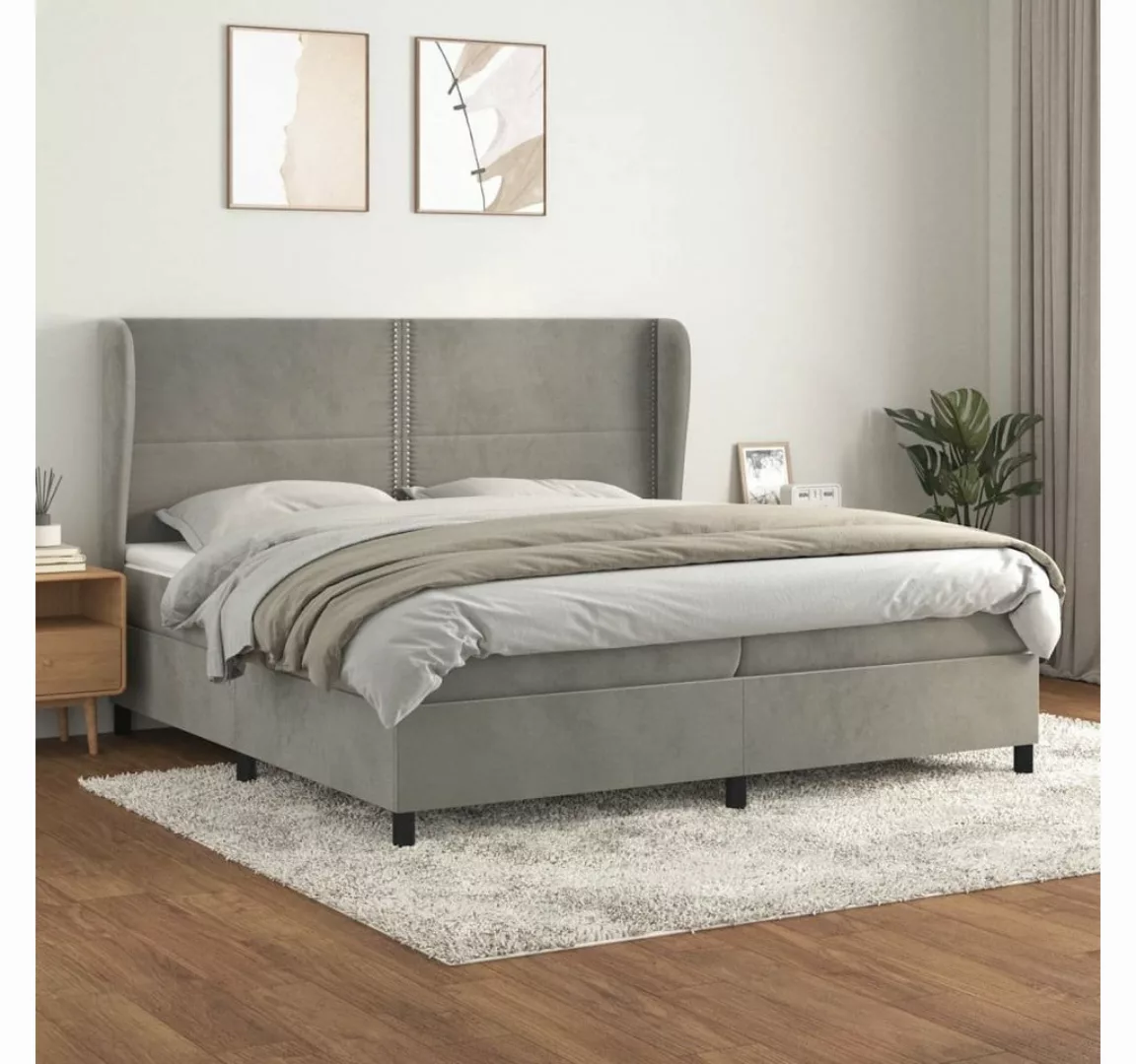 furnicato Bett Boxspringbett mit Matratze Hellgrau 200x200 cm Samt günstig online kaufen