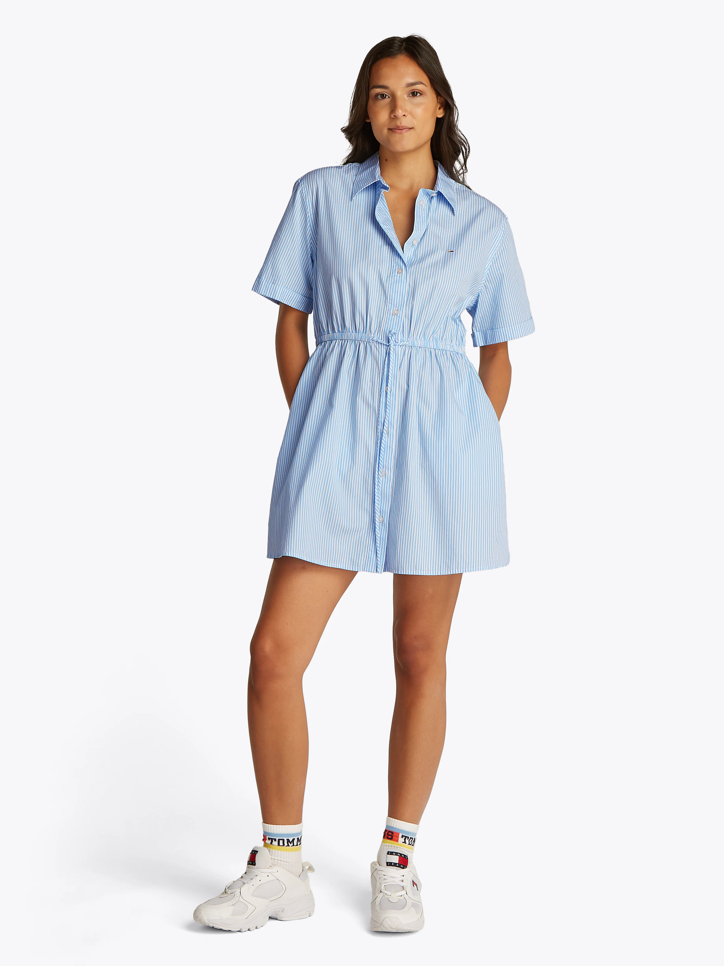 Tommy Jeans Shirtkleid "TJW MINI STRIPE SHIRT DRESS", mit Taillen Bindeband günstig online kaufen